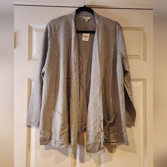 NWT J.Jill gray heather open front cardigan sweater with pockets XLP - Picture 1 of 6